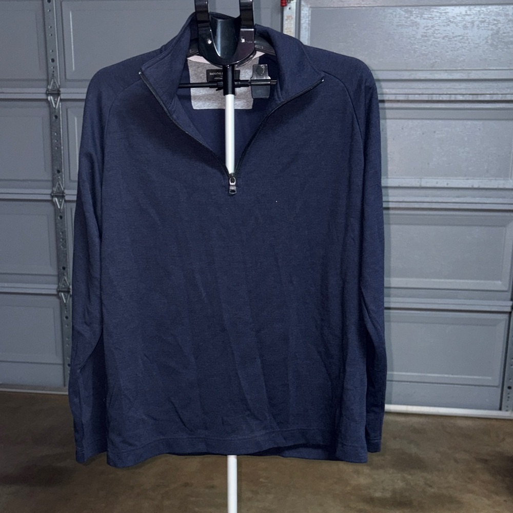 Banana Republic Men's Dark Blue Zip-Up Sweater